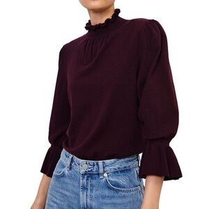 Ba&sh Sinto Knit Pullover Sweater in Bordeaux XS